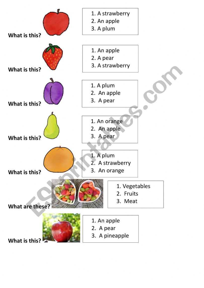 Fruits worksheet