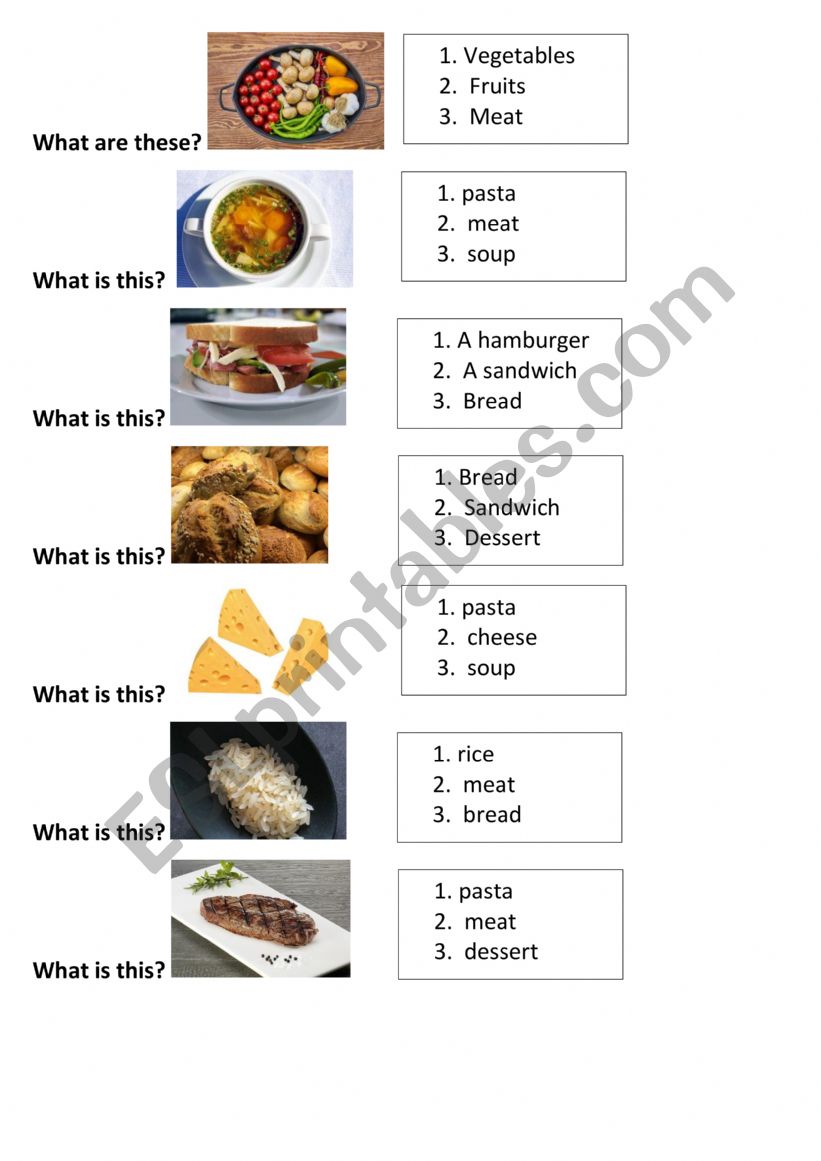 Food and drink worksheet