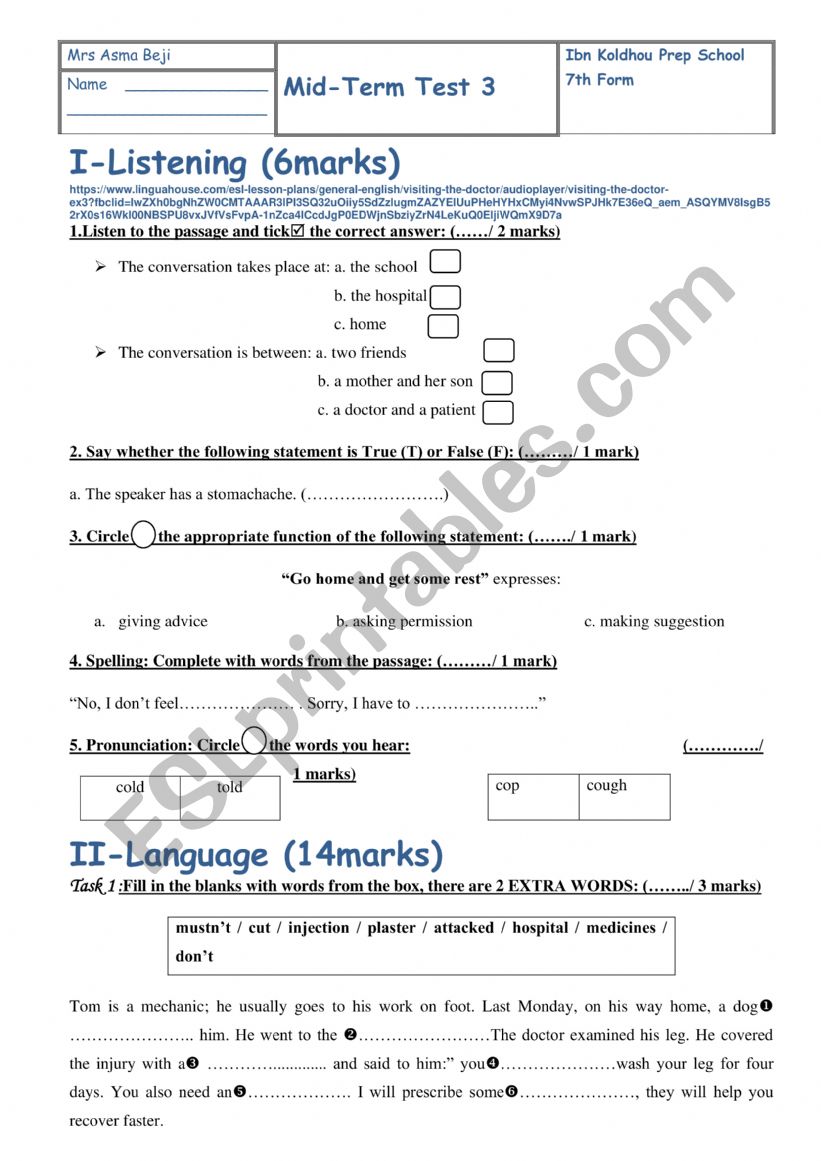 7th form  worksheet