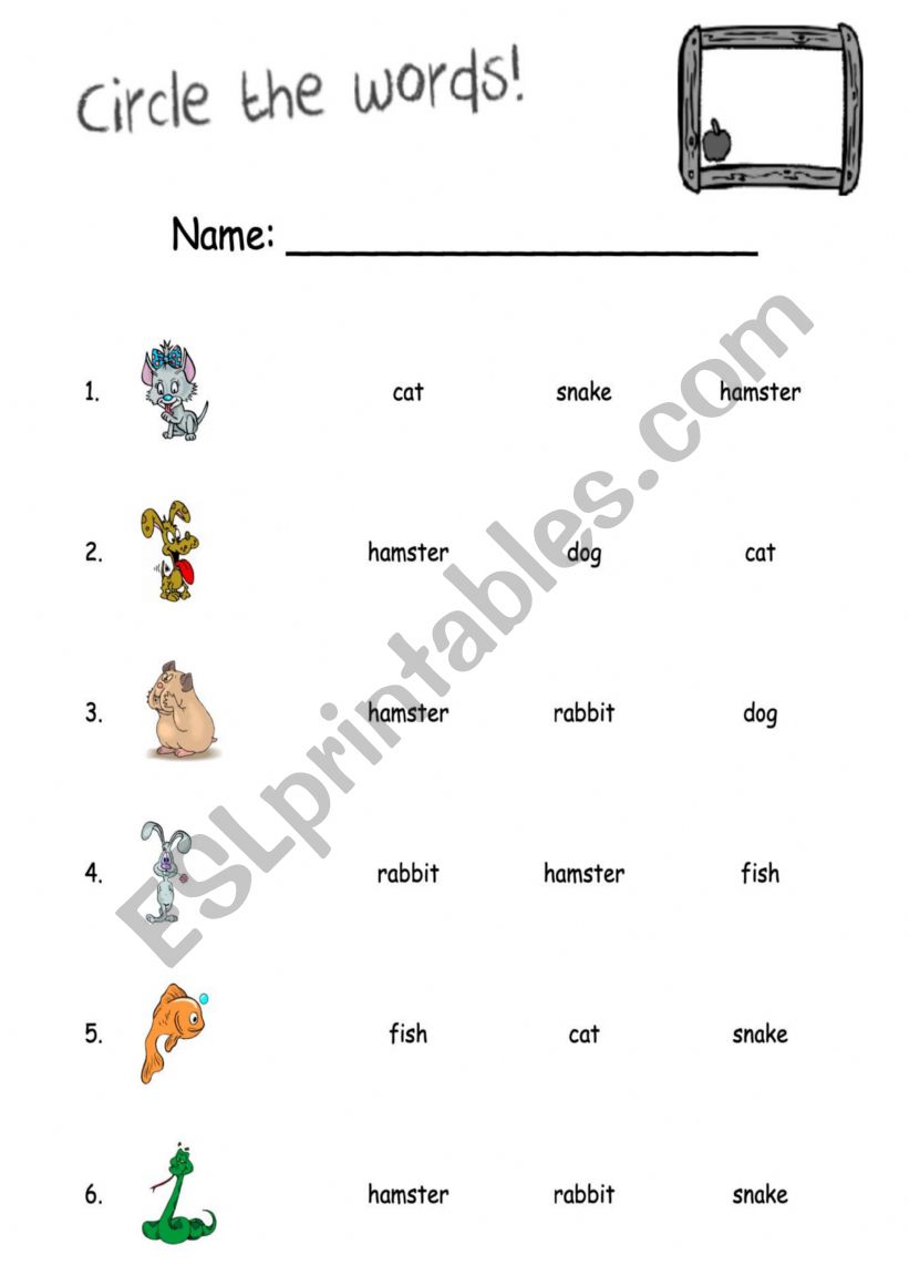 PETS worksheet