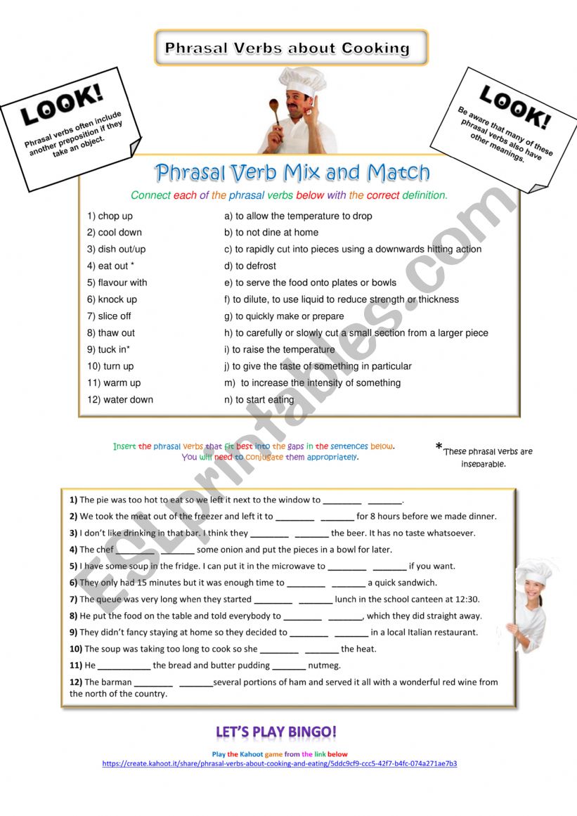 Phrasal Verbs about Cooking worksheet