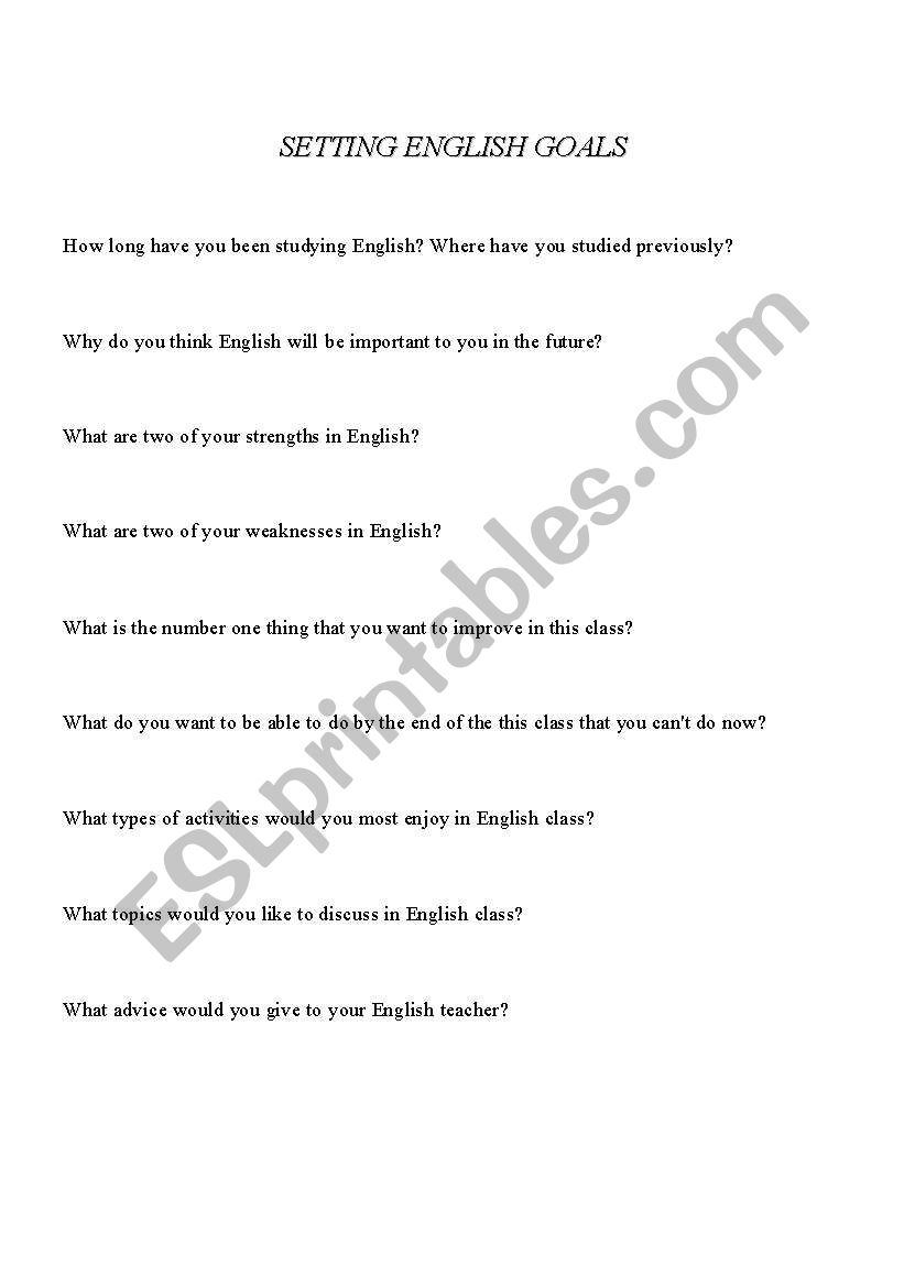 Setting English Goals - 1st Day