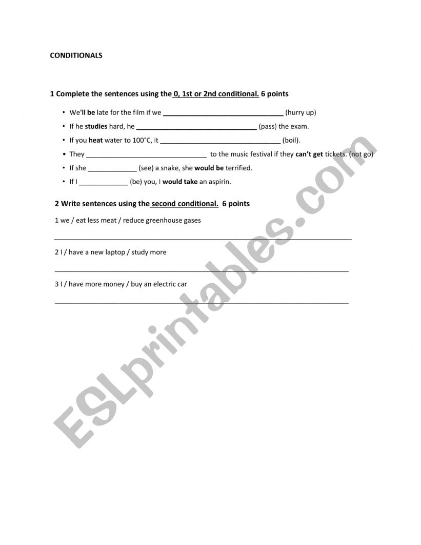 Conditionals worksheet