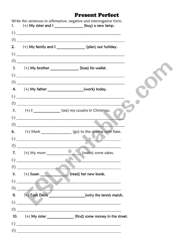 PRESENT PERFECT worksheet