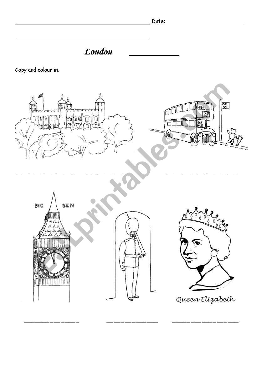 London attractions worksheet