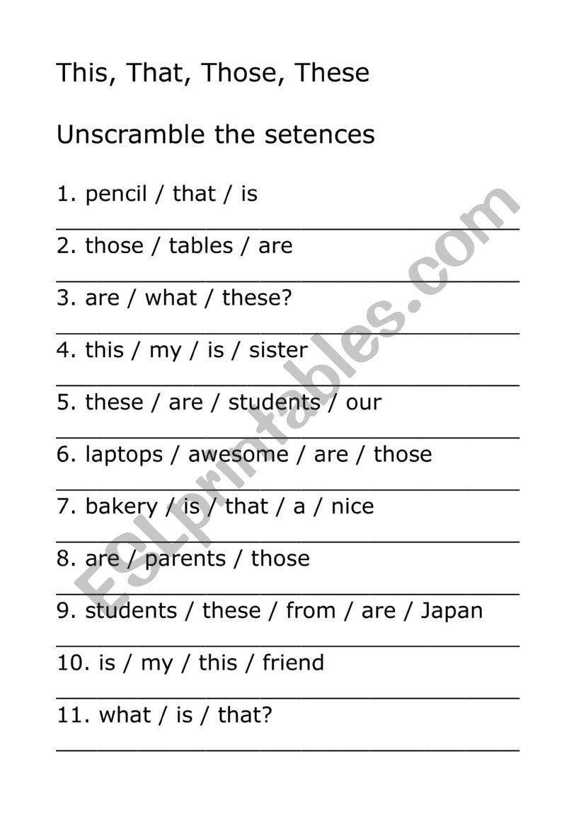 Demonstrative Pronouns worksheet