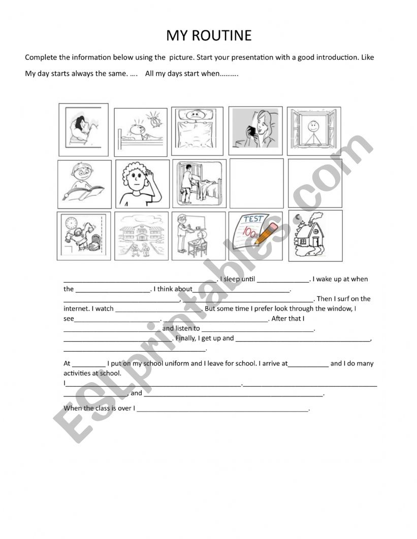 routine worksheet