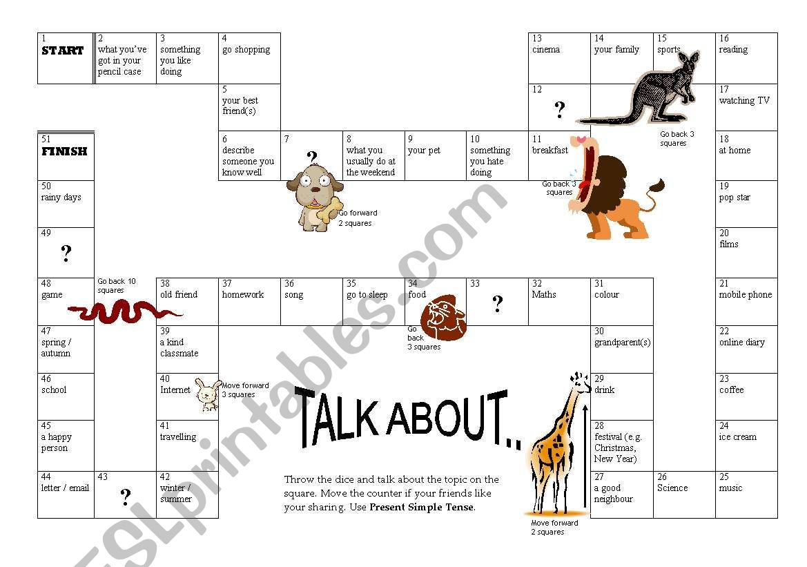 Board game (Present Simple) worksheet