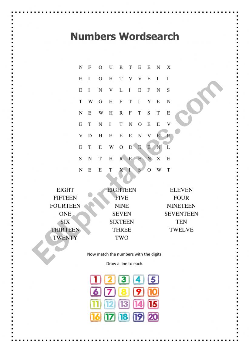 find the numbers worksheet