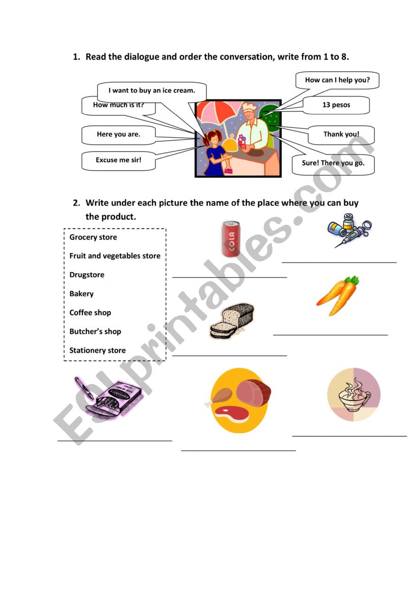buying and selling worksheet