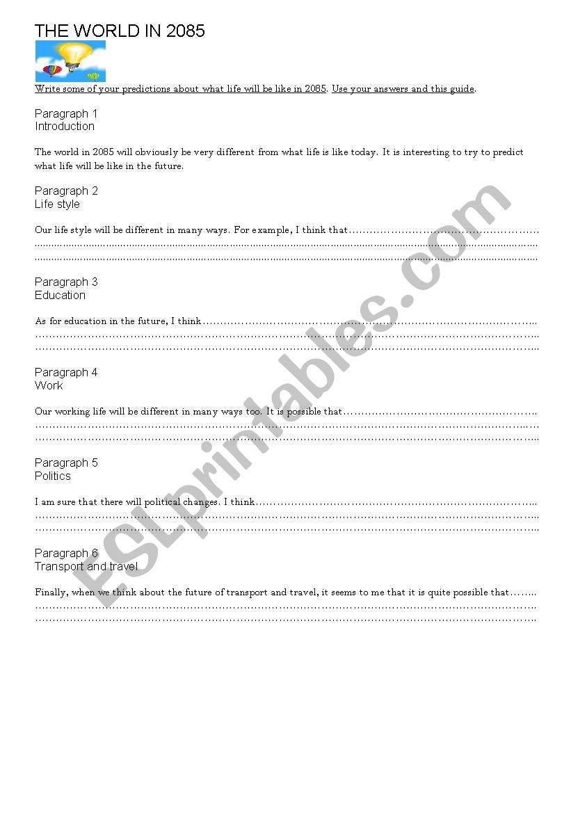 the world in 2085 worksheet
