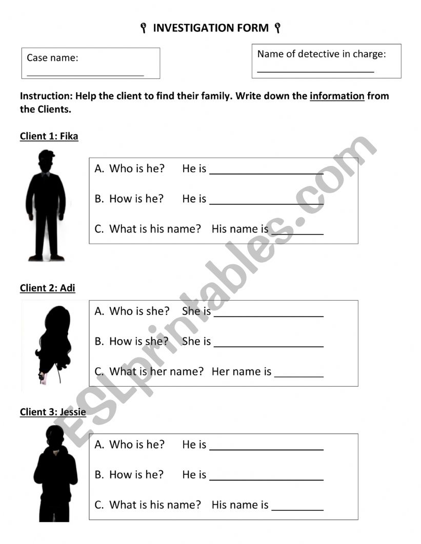 Family Inverstigation worksheet