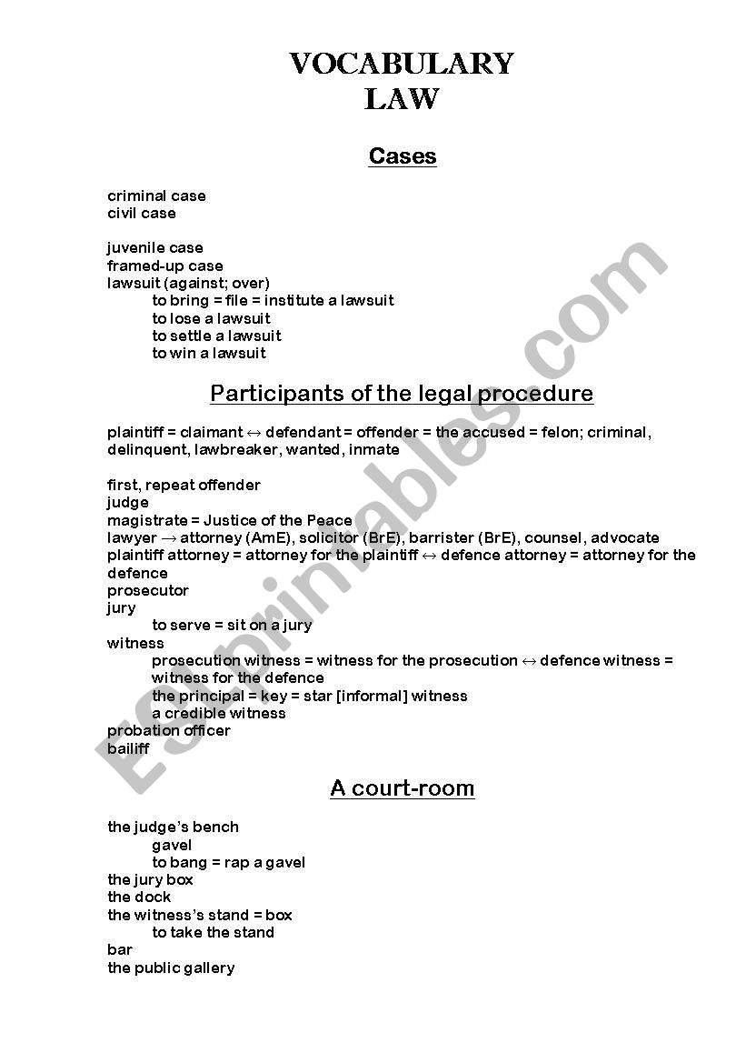 Law&Crime1 worksheet