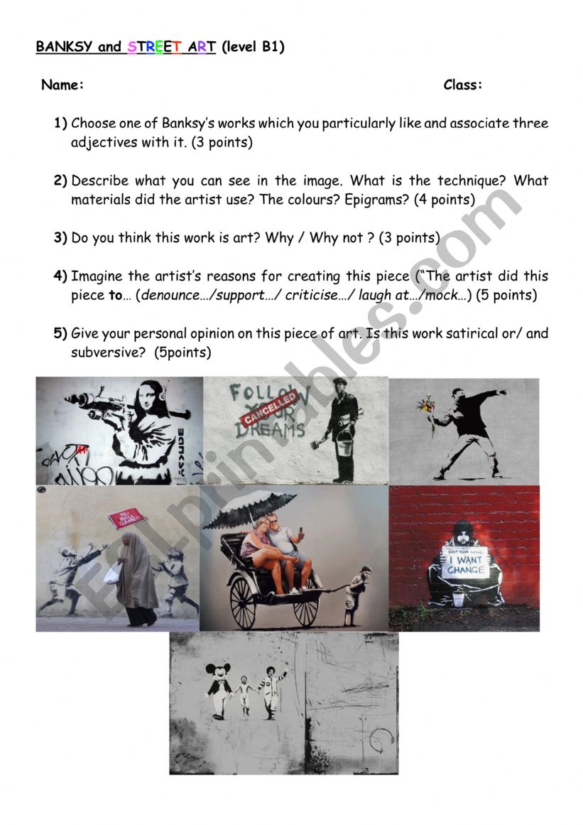 Banksy and Street Art worksheet