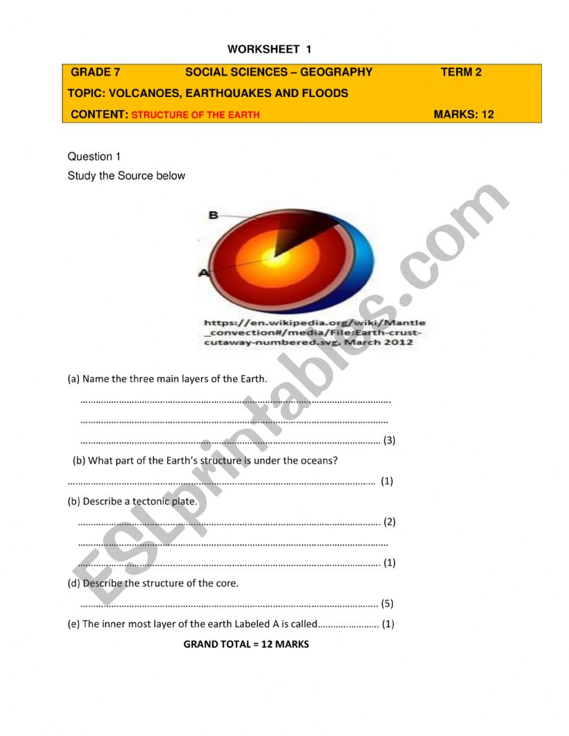 Grade 7 Geography Term 2 worksheets