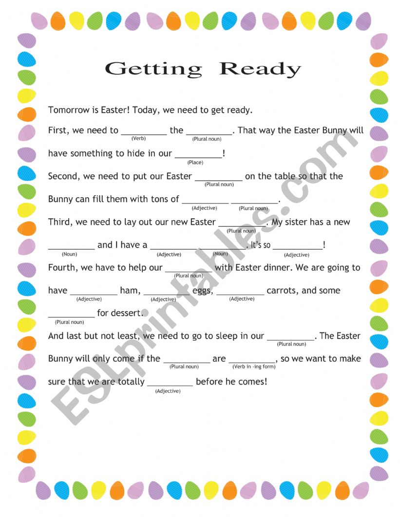 EASTER MADLIBS worksheet