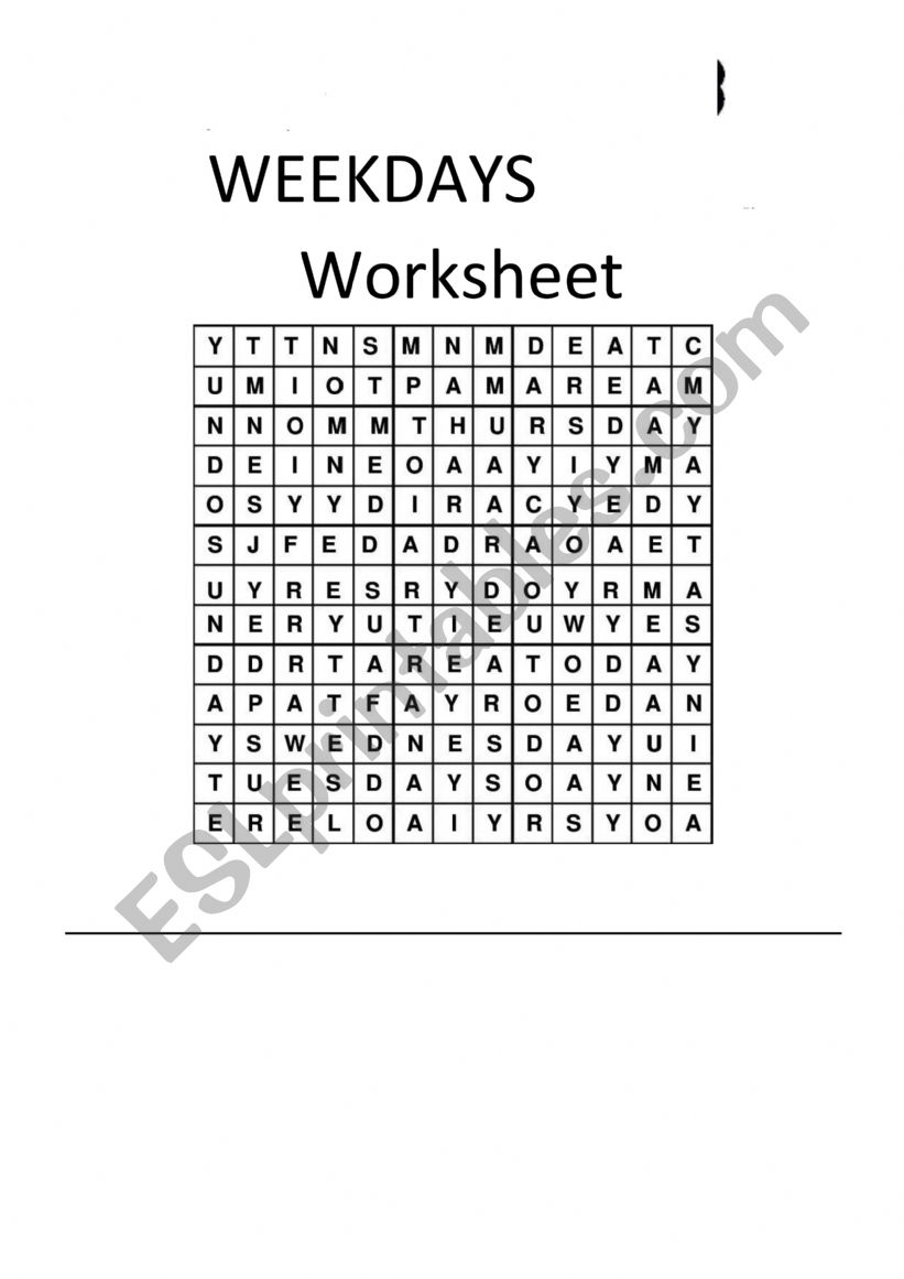 WEEKDAYS worksheet