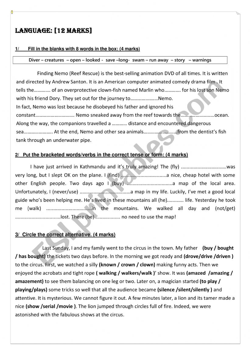 MID TERM TEST 3 9TH FORM LANGUAGE PART