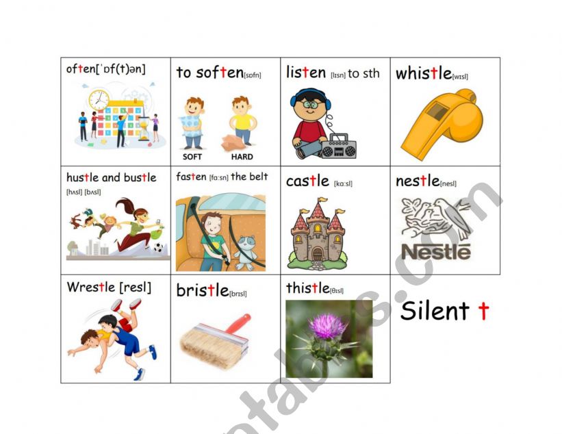 Silent T worksheet