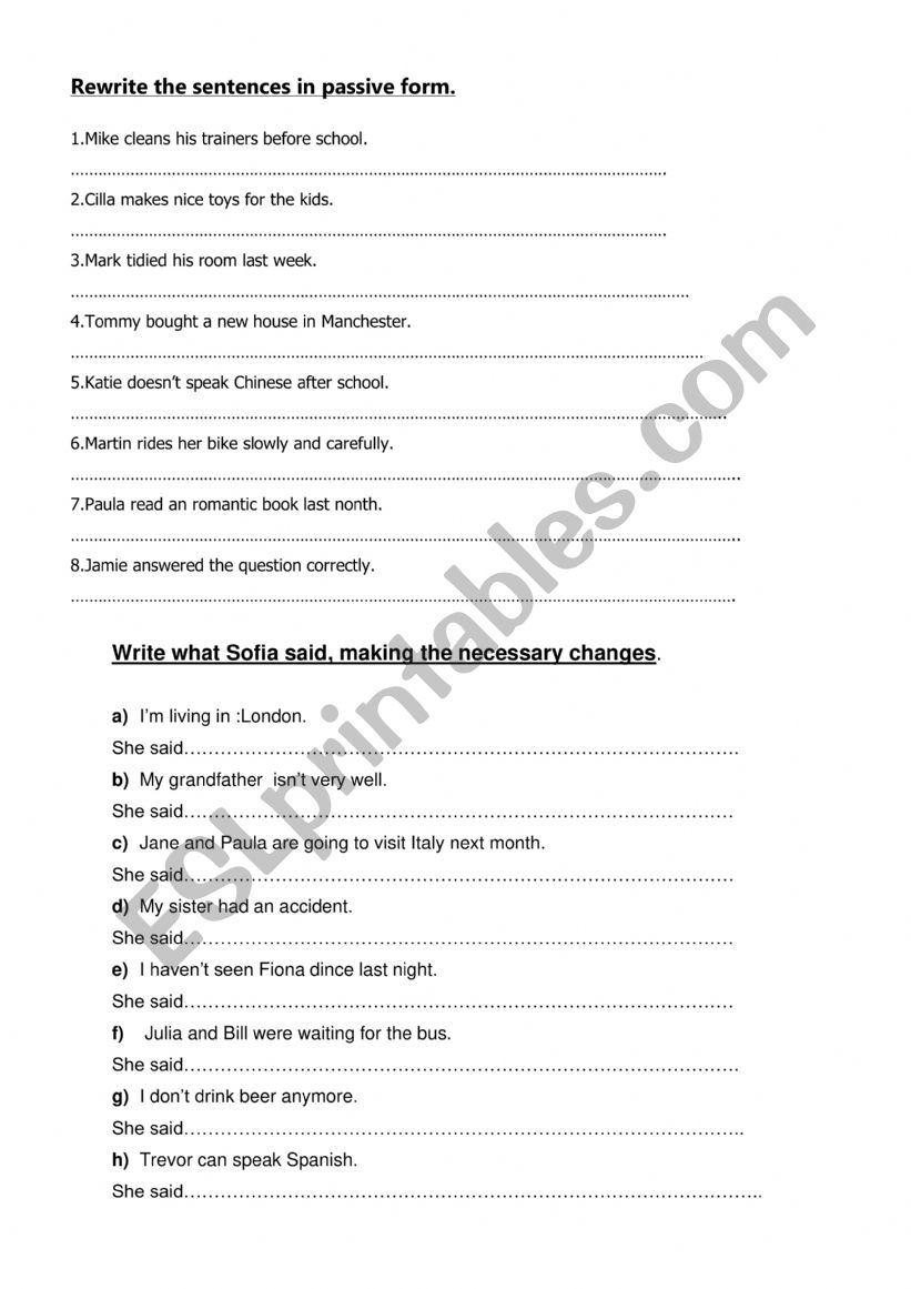 End of term exam revision worksheet