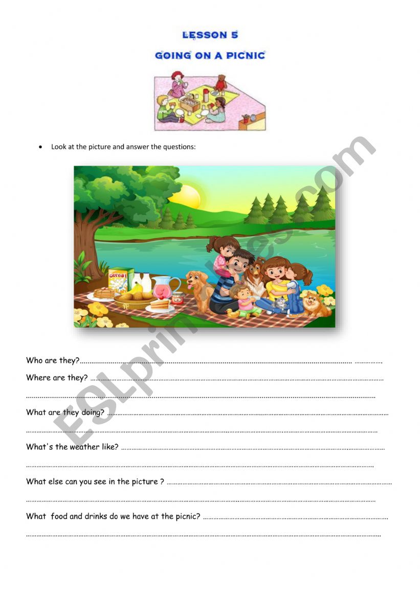 Unit 5:eating habits. lesson 5: Going on a picnic