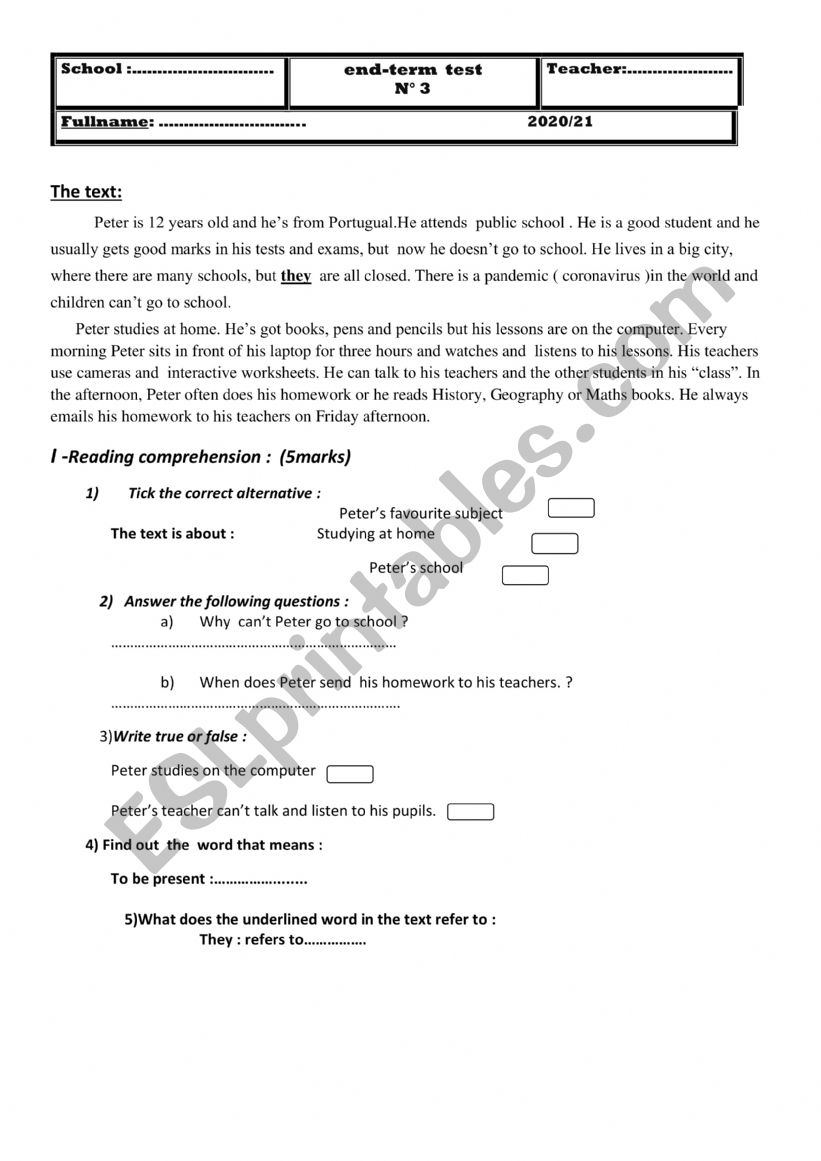 end term test 3 7 form worksheet