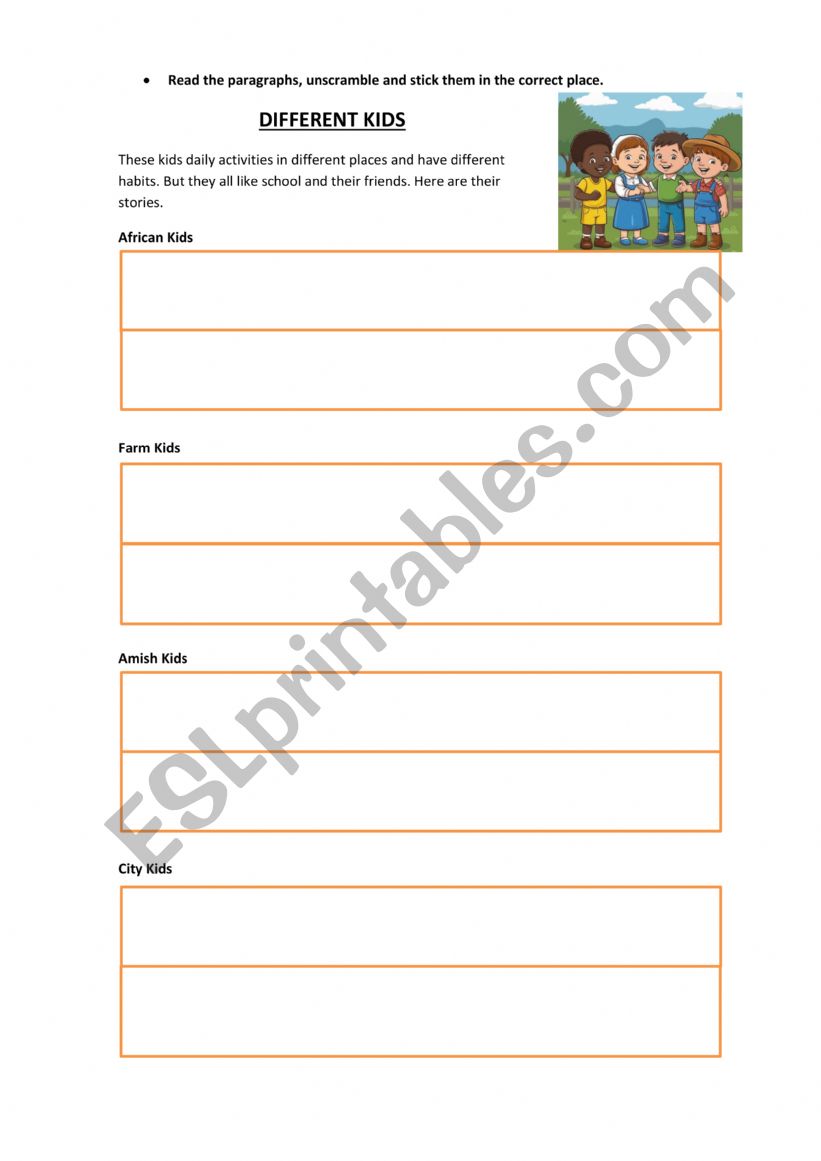 Different kids - Present simple reading comprehension