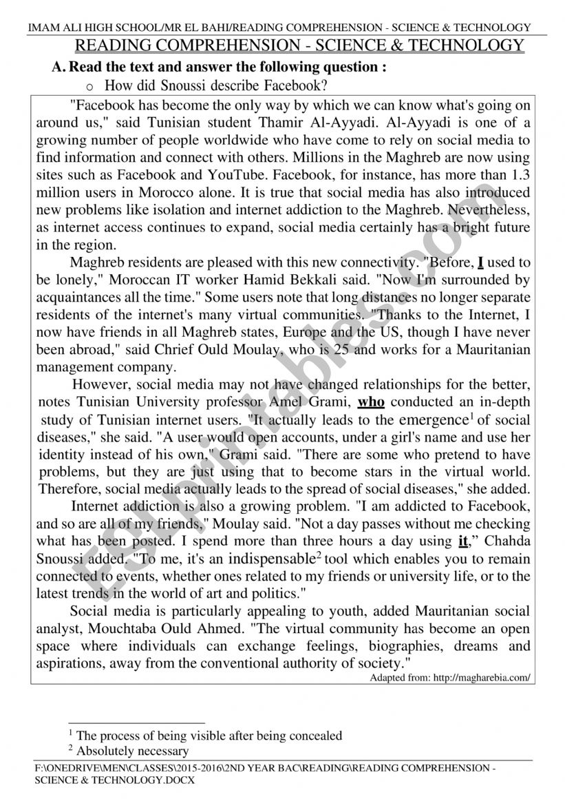  Science and Technology reading