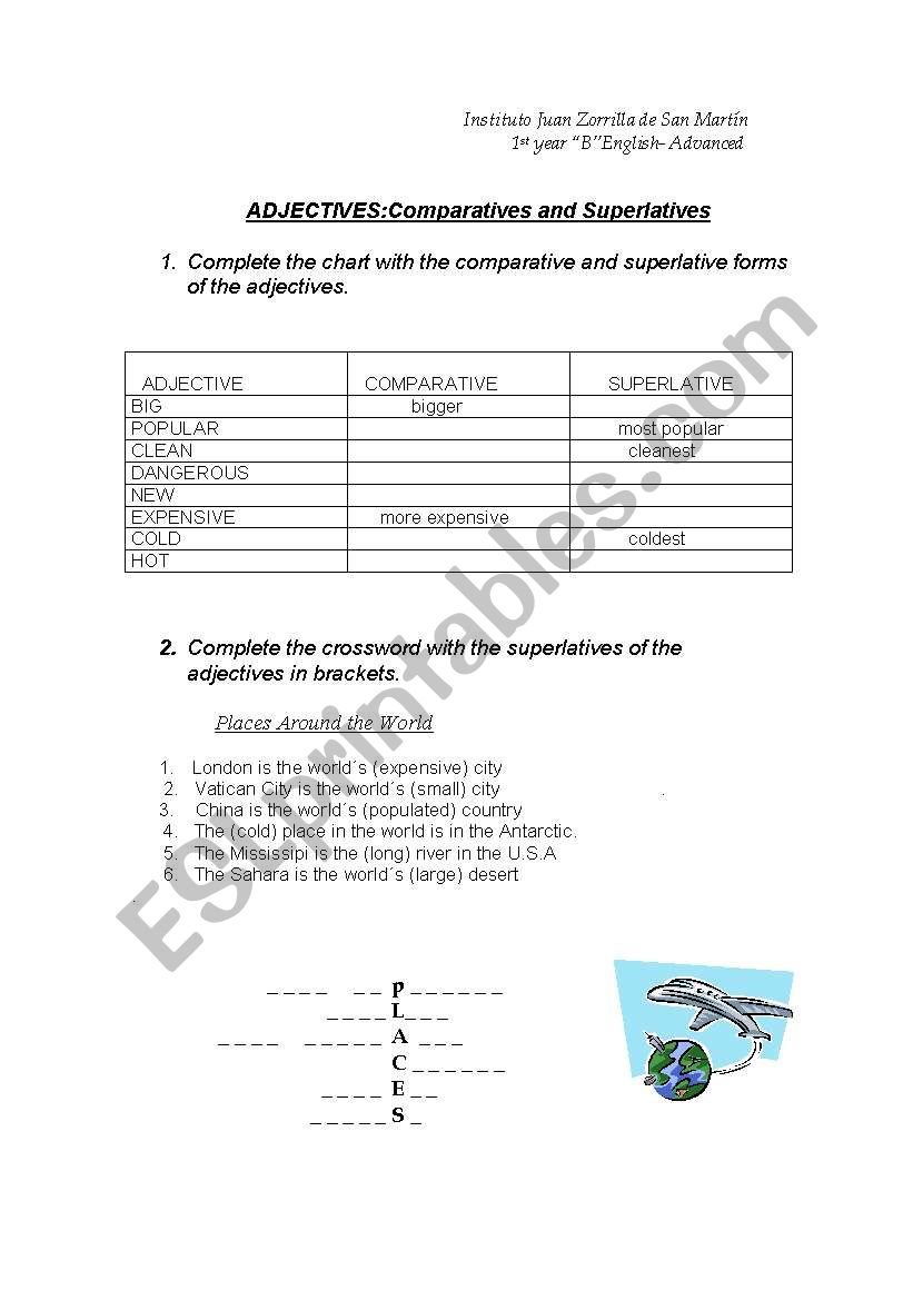 Comparatives and Superlatives worksheet