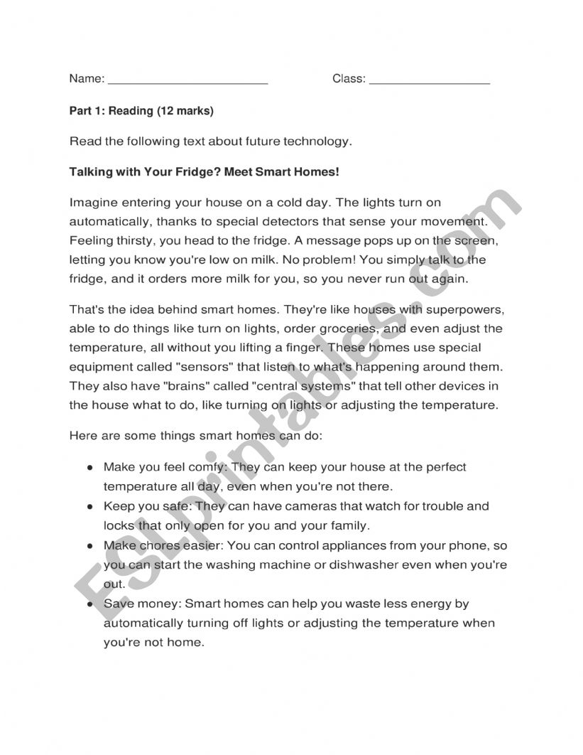 Future Technology worksheet worksheet