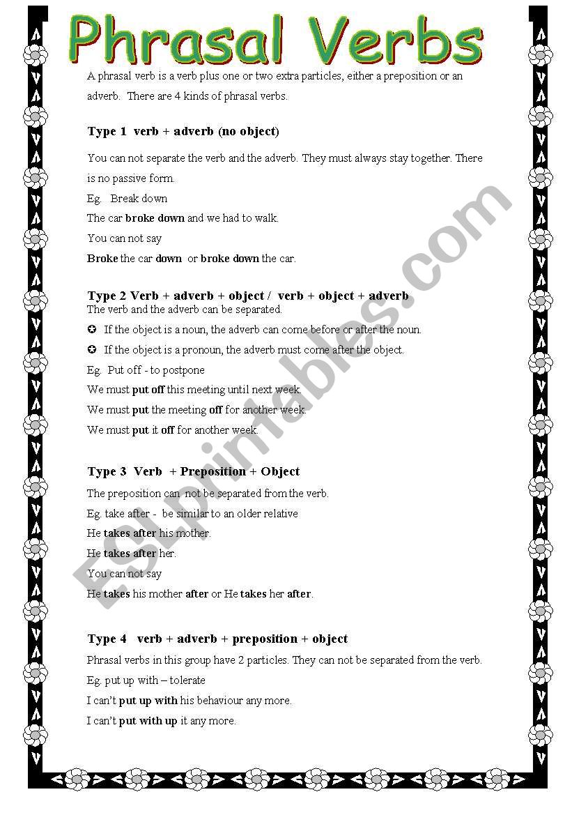 Phrasal Verbs worksheet