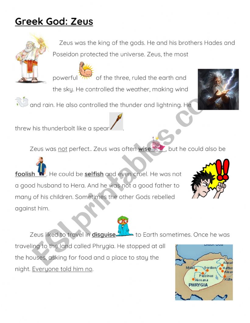 Zeus/Poseidon/Hades Reading with Character Trait paragraph