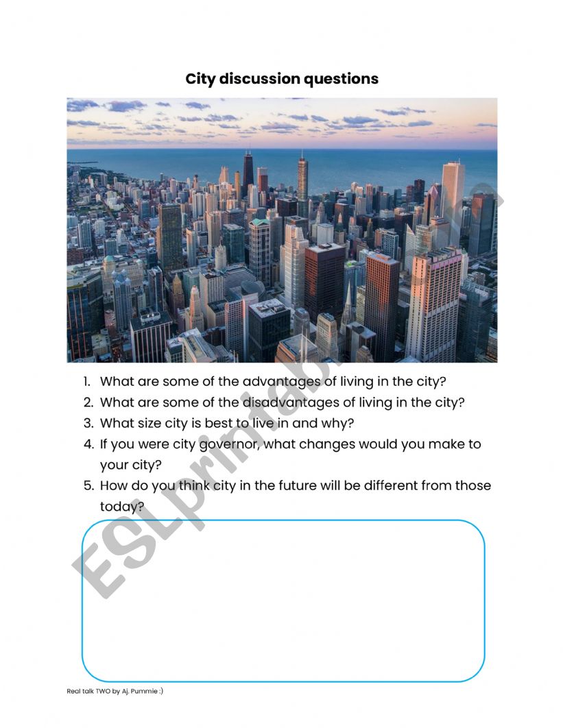 City discussion worksheet