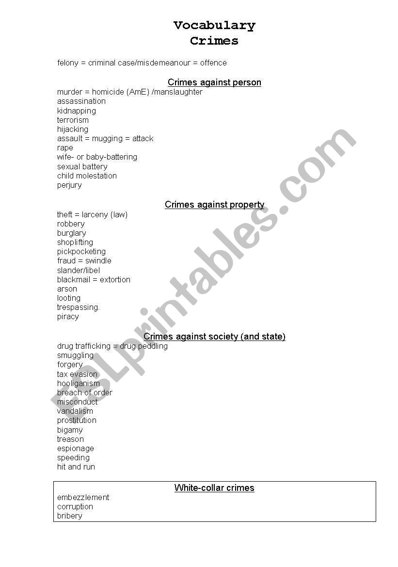 Law&Crime2 worksheet