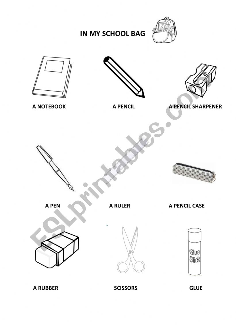 SCHOOL BAG worksheet