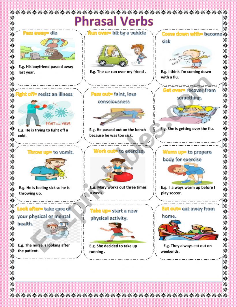 Health Phrasal verbs  worksheet