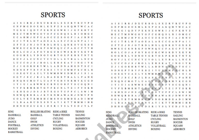 Sports worksheet