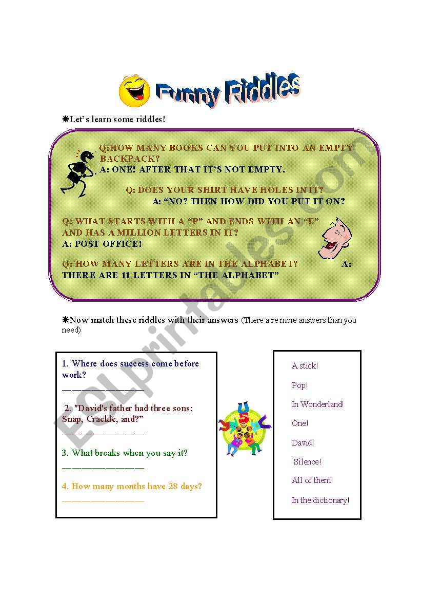 Riddles worksheet