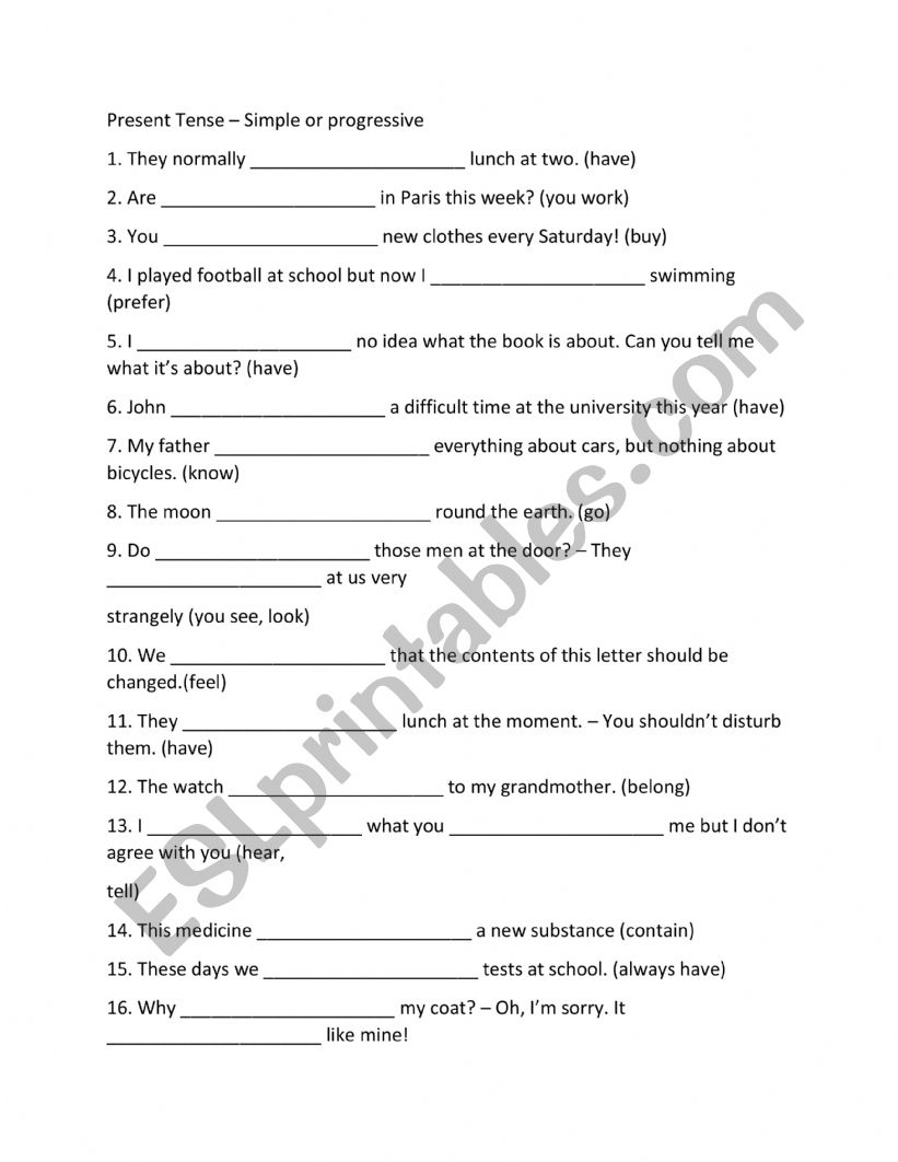 present simple and word formation