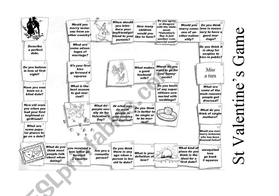 St.Valentines Day Board Game worksheet