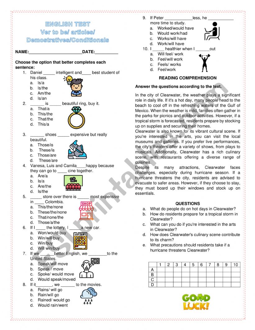 ENGLISH TEST worksheet
