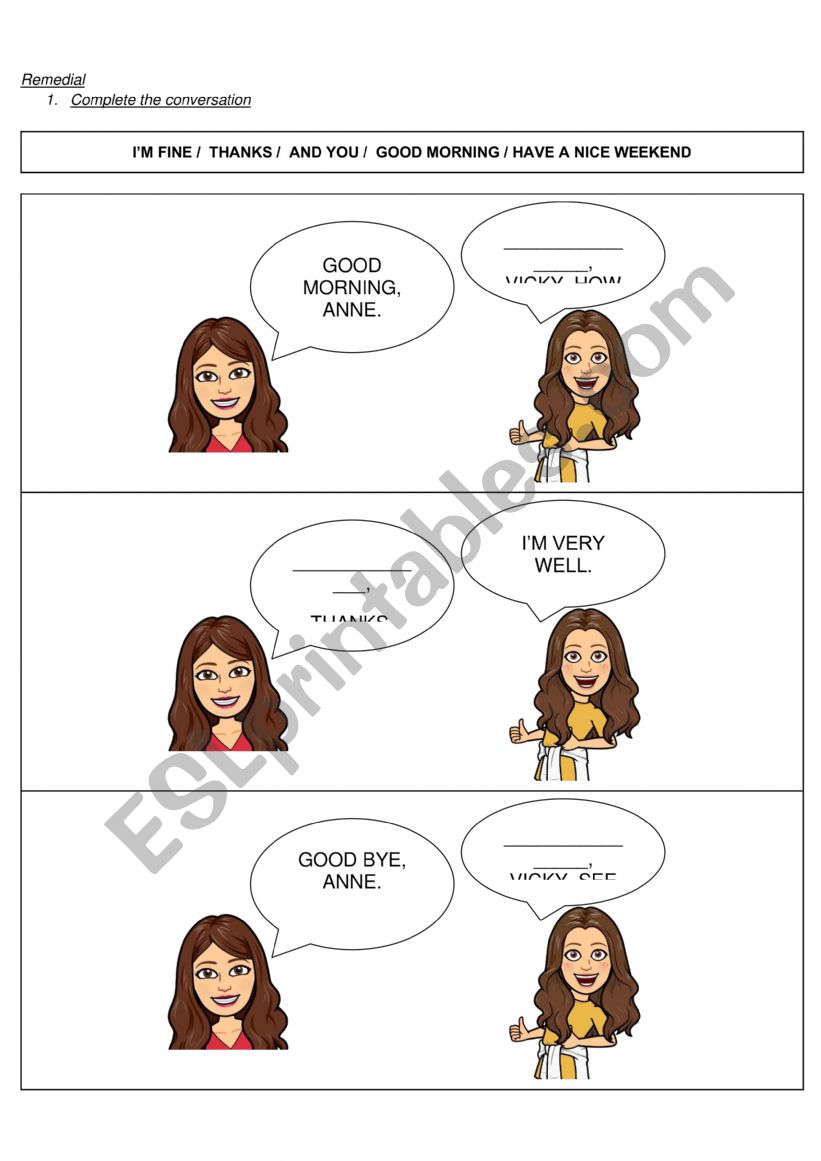 CONVERSATION worksheet