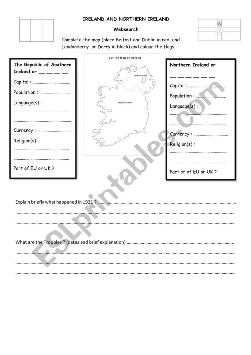 Ireland and Northern Ireland basic facts - websearch