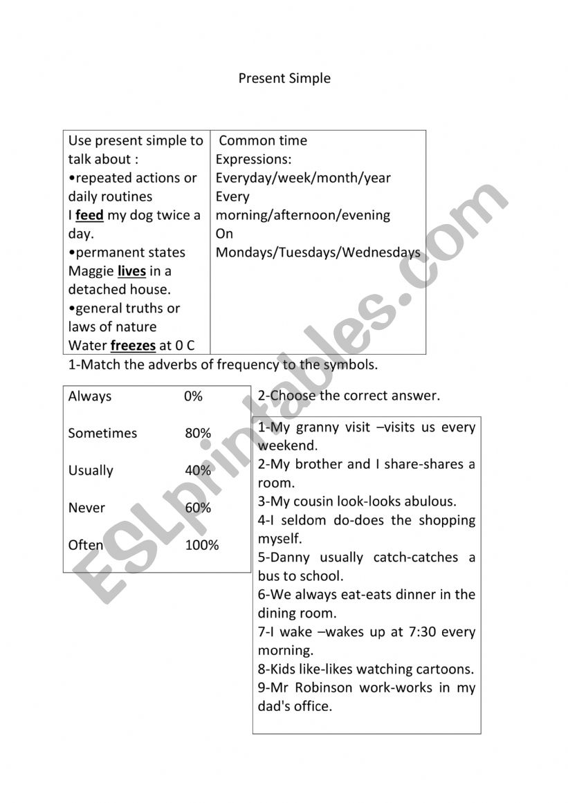 present simple worksheet