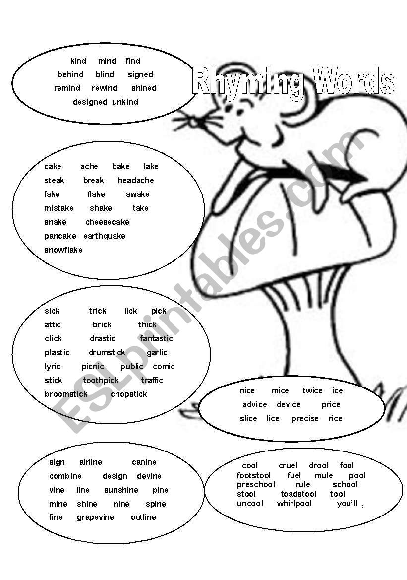 rhyming words worksheet