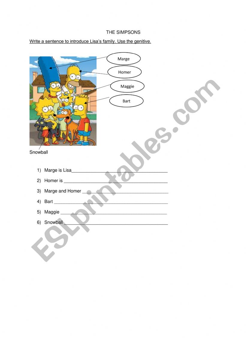 the Simpsons worksheet