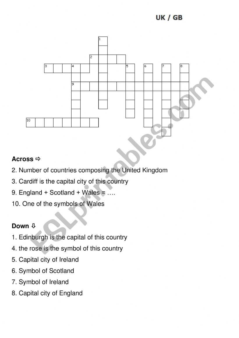 UK and GB worksheet