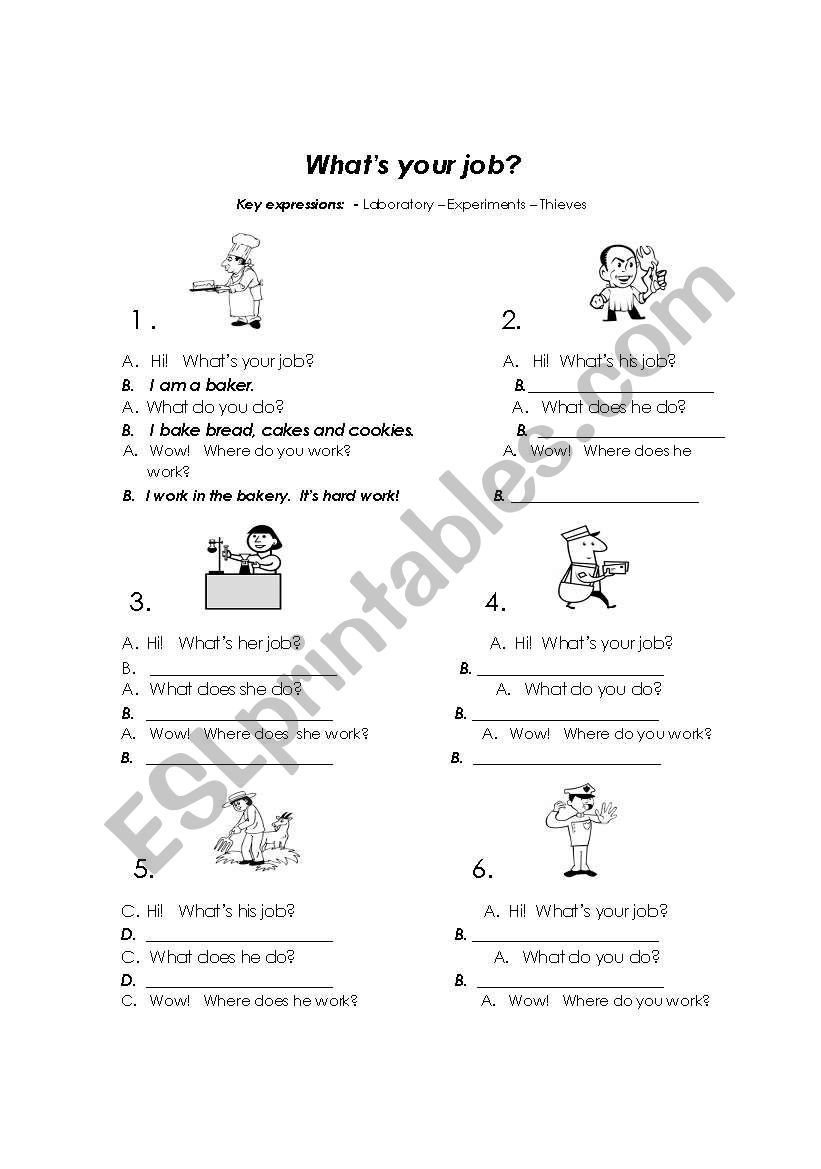 Jobs! worksheet