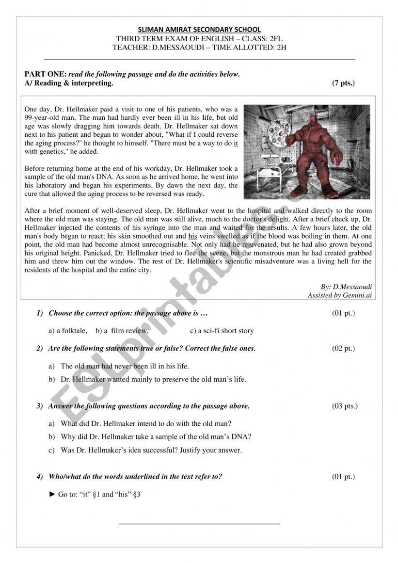 Third Term Exam of English - 2FL