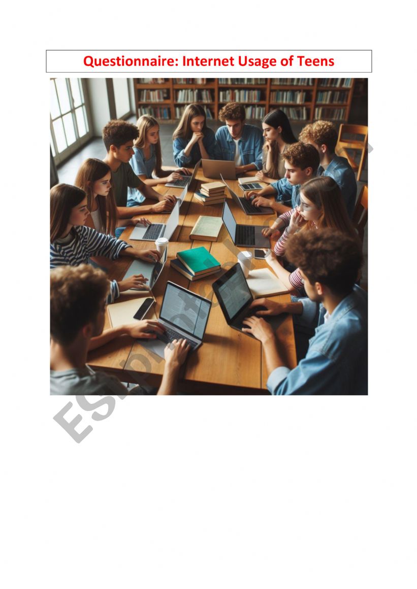 TeensÃ¯Â¿Â½ Internet Usage worksheet